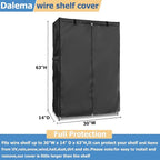 Wire Rack Covers,Heavy Duty 600D Dustproof Waterproof Storage Rack Covers for Metal Shelves,Storage Shelf Cover with Zipper for Wire Shlef,30''W x 14''D x 63''H,Black with Clear Front