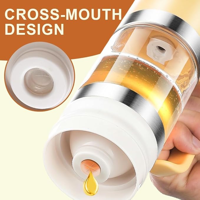 No-Drip Honey Dispenser, 2026 New Glass Honey Dispenser, No Drip Glass Honeys Dispensers with Stand, Maple Syrup Dispensers, Syrup and Jam, Honeys Container with Handle (Black)