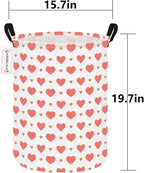 QUEENLALA Large Storage Basket,Laundry Hamper/Bathroom/Home Decor/Collapsible Round Storage Bin,Boys and Girls Hamper/Boxes/Clothing(Round-Pink Heart)
