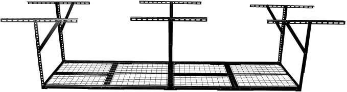 Overhead Garage Storage Rack, Heavy Duty Metal Ceiling Storage System, Adjustable 22"-40" Dropdown, 400/600 LBS Capacity, Maximize Vertical Storage for Garage/Workshop, (Black, 4x8FT)