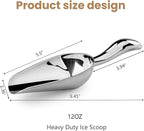 12 Oz 304 Stainless Steel Ice Scoop for Freezer & Ice Machine – Heavy Duty Metal Scooper, Dishwasher Safe, Multi-Purpose for Kitchen, Bar, Party, Wedding (Ice, Flour, Dry Goods)
