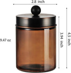 Amber Glass Qtip Holder, Apothecary Jars with ORB Metal Lid & Stickers-Bathroom Qtip Dispenser Storage Organizer Set,Vanity Counter Canister for Cotton Swabs,Round Pads,Floss (3 Pack,ORB)