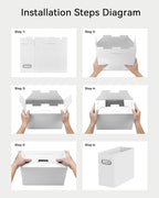 Oterri Cardboard File Organizer Box for Hanging File Folders Letter Size,File Box for Computer Desk,File Cabinet,Working Home,Office,Classroom（White,Letter Size - 2 Packs）