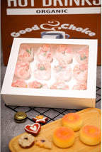 Bakepacker Auto-pop Up Cupcake Boxes with Window White 20PCS 12 Count Cupcake Box 13"x10"x3.5" Cupcakes Carrier, 12 Cupcake Containers with rolls of pink ribbons