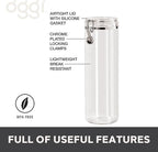 Oggi Tall Clear Canister with Clamp Lid, 58 oz - Large Airtight Food Storage Container, Ideal for Kitchen & Pantry Storage of Bulk, Dry Foods Including Pasta & Spaghetti
