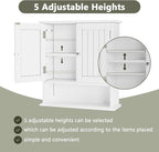 Smuxee White Bathroom Cabinet Wall Mounted, Small Bathroom Medicine Cabinet with 2 Door Adjustable Shelves, Bathroom Wall Cabinet Over Toilet for Laundry Room Kitchen