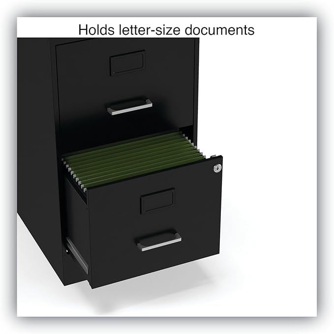 Alera Soho Vertical File Cabinet, 2 Drawers: File/File, Letter, Black, 14" X 18" X 24.1"