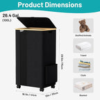 BlissTotes Laundry Basket Laundry Hamper with Lid, Collapsible Laundry Hampers, Laundry Bin, Clothes Hamper Basket with Internal Support & Wheels & Handles for Bathroom, Bedroom (100L, Black)