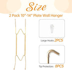 Bilillo 2 Pack Plate Hangers for The Wall, Suitable for 10-14 inch Decorative Plate, Stainless Steel Invisible Heavy Duty Wire Plate Holder with Wall Hooks, Plate Hangers for Displaying Plates