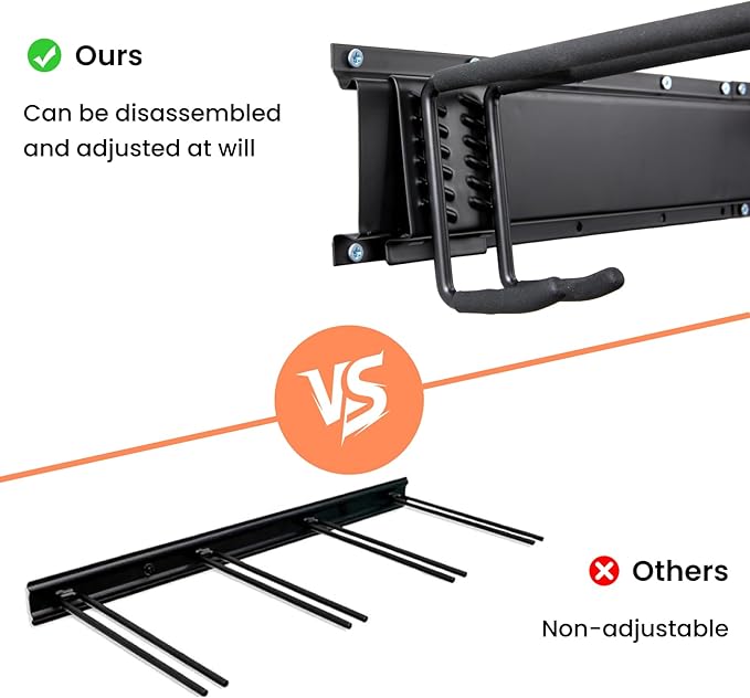 Ski & Snowboard Wall Rack With 12 Inch Storage Hooks, Ski Board Wall-Mounted Organizaion System Holds Up to 300 lbs, Black