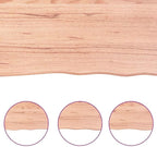 vidaXL Bathroom Countertop in Light Brown Solid Oak Wood with Varnish Finish - 47.2"x23.6"x(0.8"-1.6") Size