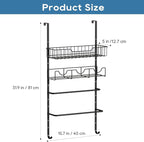 4 Tiers Towel Racks for Bathroom Door, Adjustable Bathroom Towel Holder with Storage Basket, Towel Storage for Bathroom Over The Door Towel Bar for Bathroom