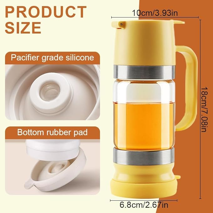 No-Drip Honey Dispenser, 2026 New Glass Honey Dispenser, No Drip Glass Honeys Dispensers with Stand, Maple Syrup Dispensers, Syrup and Jam, Honeys Container with Handle (Black)