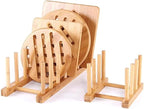YWSHF Bamboo Wooden Dish Rack Dishes Drainboard Drying Drainer Storage Holder Stand Kitchen Cabinet Organizer for Dish/Plate/Bowl/Cup/Pot Lid/Book