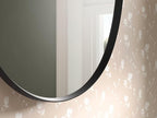 Kohler 35571-BLL Verdera® Bathroom Medicine Cabinet with Mirror, Oval Design, Mirrored Interior, Adjustable Glass Shelves, Rustproof Aluminum, 24 in. W x 34 in. H, Matte Black