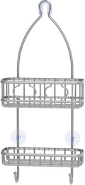 Simple Houseware Bathroom Hanging Shower Head Caddy Organizer, Silver (24 x 10.2 x 4.2 inches)