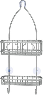 Simple Houseware Bathroom Hanging Shower Head Caddy Organizer, Silver (24 x 10.2 x 4.2 inches)
