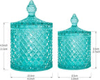 R FLORY 2 Pack Qtip Holder Glass Apothecary Jars with Lids Bathroom Storage Organizer for Cotton Swabs, Balls, Pads, Floss Picks, Vanity Storage Containers for Makeup, Candy, Jewelry (10+24oz, Green)