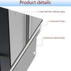 Bathroom Medicine Cabinet, 24x36 inch Mirror Cabinet of Aluminum, Assembly Needed, Surface Mount or Recessed, Medicine Cabinet with Mirror, Adjustable Glass Shelves, Waterproof for Bathroom