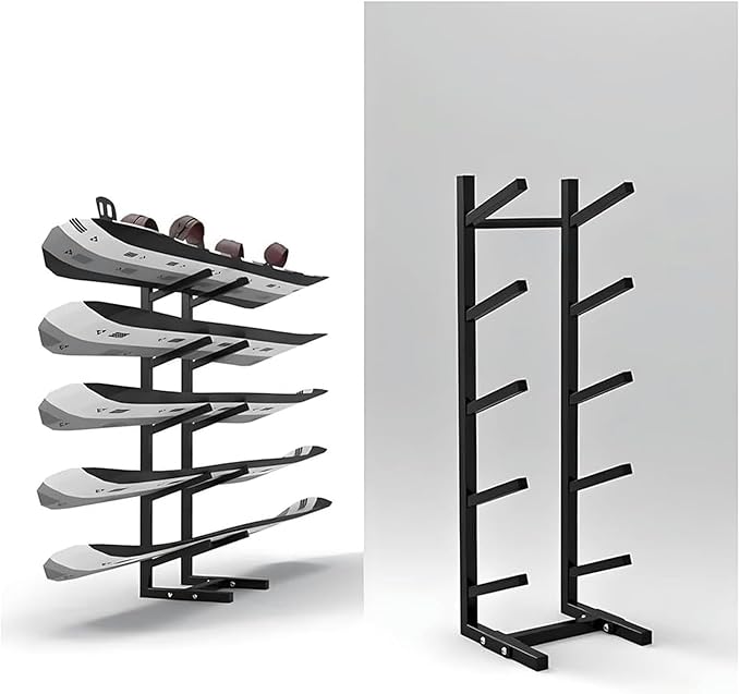 Snowboard Storage Rack,Floor-Standing ski Storage Rack, Home Gym Storage Rack, Sample Board Display Rack, Exercise mat Storage Rack (Black 35x25x84 cm/14x10x33 in)