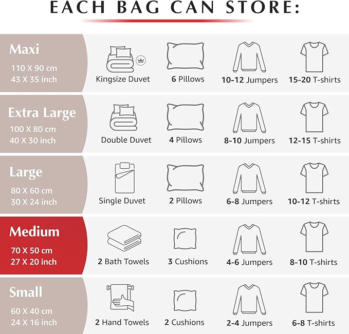 GENIE SPACE Premium Vacuum Storage Bags for Clothes, Bedding and Travel, Medium Size 27x20 Inches, Airtight, Odor-Proof and Reusable Space Saver Bags with Double Zipper Seal, 2-Pack