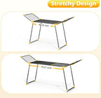 APEXCHASER Clothes Drying Rack Foldable, Large Drying Rack Clothing Retractable, Metal Clothes Airer for Bedding Towel Sweater Heavy Duty, Indoor Outdoor Use, 21.9"W x 100"L x 39"H, No Assembly,Yellow