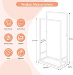 Freestanding Towel Racks for Bathroom 2 Tier Hand Towel Drying Rack Metal Blanket Towel Holder Stand for Bedroom Indoor Outdoor Pool Small Blanket Rack (Matte White)