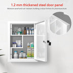 Locking Medicine Cabinet Wall-Mount: Storage Cabinet with Lock & Key - White Metal First Aid Kits for Family Safety and Childproofing