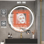 20inch Round Medicine Cabinet with Lights,Led Medicine Cabinet with Defogger,Illuminated Mirror Cabinet for Bathroom,Dimmable,Anti-Fog,3 Colors,Surface Mount Only