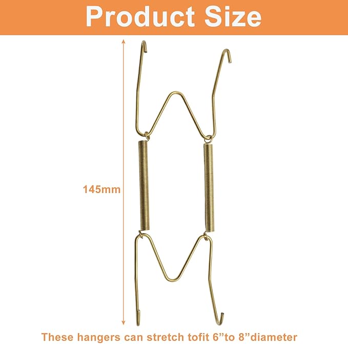 Plate Hangers for The Wall - Stainless Steel Invisible Heavy Duty Wire Plate Holder for 6-8 Inch Decorative Plates, Art Plates & Ceramic Plates with Wall Hooks