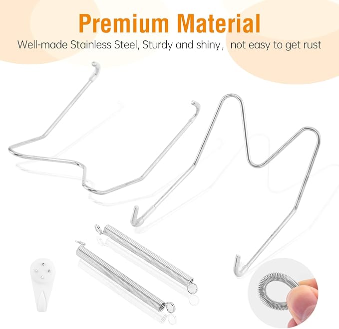 Bilillo Plate Hangers for The Wall, Suitable for 6-8 inch Decorative Plate, Stainless Steel Invisible Heavy Duty Wire Plate Holder with Wall Hooks, Plate Hangers for Displaying Plates, Silver
