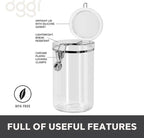 Oggi Large Clear Canister with Clamp Lid, 72 oz - Large Airtight Food Storage Container, for Kitchen & Pantry Storage of Bulk, Dry Foods, Pasta, Flour, Sugar, Coffee, Rice, Tea, Spices & Herbs