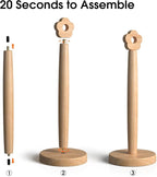 Cute Wooden Paper Towel Holder Stand - Kitchen Paper Hanger Rack Bathroom Towel Roll Stand Organizer Simply Standing Countertop Paper Roll Holder, Flower
