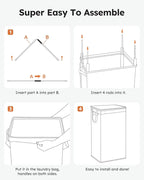 SOLEDI Clothes Hamper with Lid - 100L XL - Large Laundry Basket with Removable Bag, Collapsible Laundry Baskets, Convenient Storage - Hampers for Laundry for Bedroom, Bathroom, Closet, Dorm, Off-White