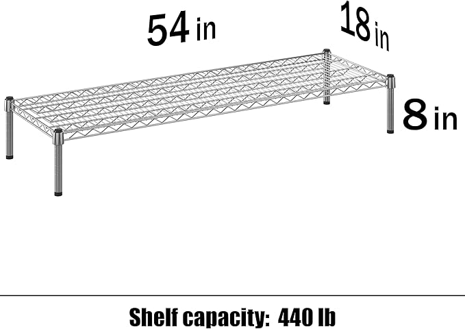 18" Deep x 54" Wide x 8" Height Wire Shelving Kit | 1-Tier | NSF Commercial Storage Rack Unit