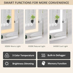 16X24 Inch Bathroom Medicine Cabinet with Mirror, Adjustable 3-Color Brightness Dimming LED Mirror Cabinet Recessed or Wall Mounted, Black Medicine Cabinet with Lights, Defogger