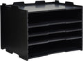 4 Tier Adjustable Shelves Office Desk Organizer,Wooden Desk File Organizer, Letter Tray, Document Letter Mail Tray Sorter, White/Black (Black-4tray(with 3 Adjustable Shelves))