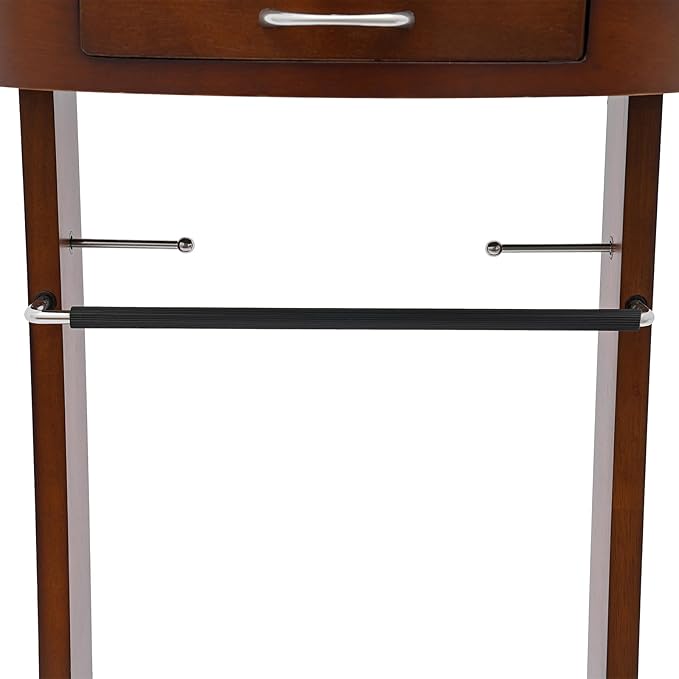 Suit Valet Stands, Wood Suit Rack with Drawer & Trouser Holder, Freestanding Clothing Valet Stand, Brown Suit Valet for Clothes, Hats, Bags