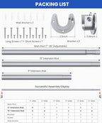 Closet Rods for Hanging Clothes, 17 to 99 Inches Stepless Adjustable Metal Closet Rod, 1.3 Inches Heavy Duty Clothes Hanging Rod for Closet Wardrobes Laundry RV, Silver