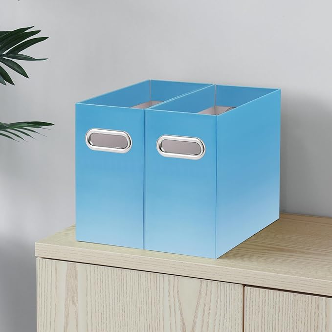 Oterri Cardboard File Organizer Box for Hanging File Folders Letter Size,File Box for Computer Desk,File Cabinet,Working Home,Office,Classroom(Gradient Light Blue, Letter Size - 4 Packs)