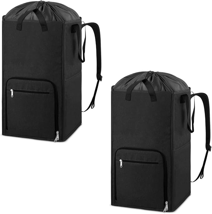 Laundry Backpack Bag, Bukere Extra Large 2 in 1 Laundry Hamper Basket for College Students Dorm Essentials, Adjustable Shoulder Straps, Freestanding Laundry Bag (Black&Black)