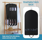 KIMBORA 43" Suit Bags for Closet Storage and Travel, Gusseted Mesh Hanging Garment Bags for Men Suit Cover With Handle for Clothes, Coats, Jackets, Shirts（3 Packs，Black）