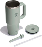 Hydro Flask Travel Tumbler with Handle, Lid and Straw - Insulated Stainless Steel in 24 Oz Tonal Agave