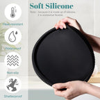 Silicone Bathroom Tray Round Kitchen Counter Organizer Decorative Vanity Accessories Coffee Table Decor for Perfume, Candle, Soap Dish, 10 Inch, Black