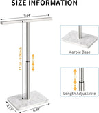 Hand Towel Holder Stand, T-Shape Hand Towel Rack for Bathroom, Hand Towel Stainless Steel for Kitchen Vanity Countertop, Marble Base Brushed Adjustable 9.06" -17.68"