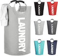 Mziart 90L Large Collapsible Laundry Hamper Laundry Basket with Alloy Handles for College, Camping and Home, Heavy Duty and Durable Thicken Foldable Clothes Storage Washing Bag (Grey)