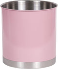 Creative Home Stainless Steel Utensil Holder– 7" Extra Large Cooking Tool Organizer for Kitchen Decor and Countertop Storage, Stable Anti-Tip Design, Durable Powder-Coated Finish, Pink