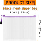 D-KINGCHY 24Pcs Zipper Storage Bags, Plastic Mesh Zippered Pouch for Organization, Waterproof Versatile Bags for Office Supplies School Travel