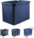 400L Commercial Laundry Cart Replacement Liner Bag - Removable Waterproof Oxford Cloth Rectangle, Large Capacity Replacement for Rolling Laundry Basket (Blue, Single layer-Rectangular)