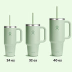 Hydro Flask Travel Tumbler with Handle, Lid and Straw - Insulated Stainless Steel in 40 Oz Aloe Green